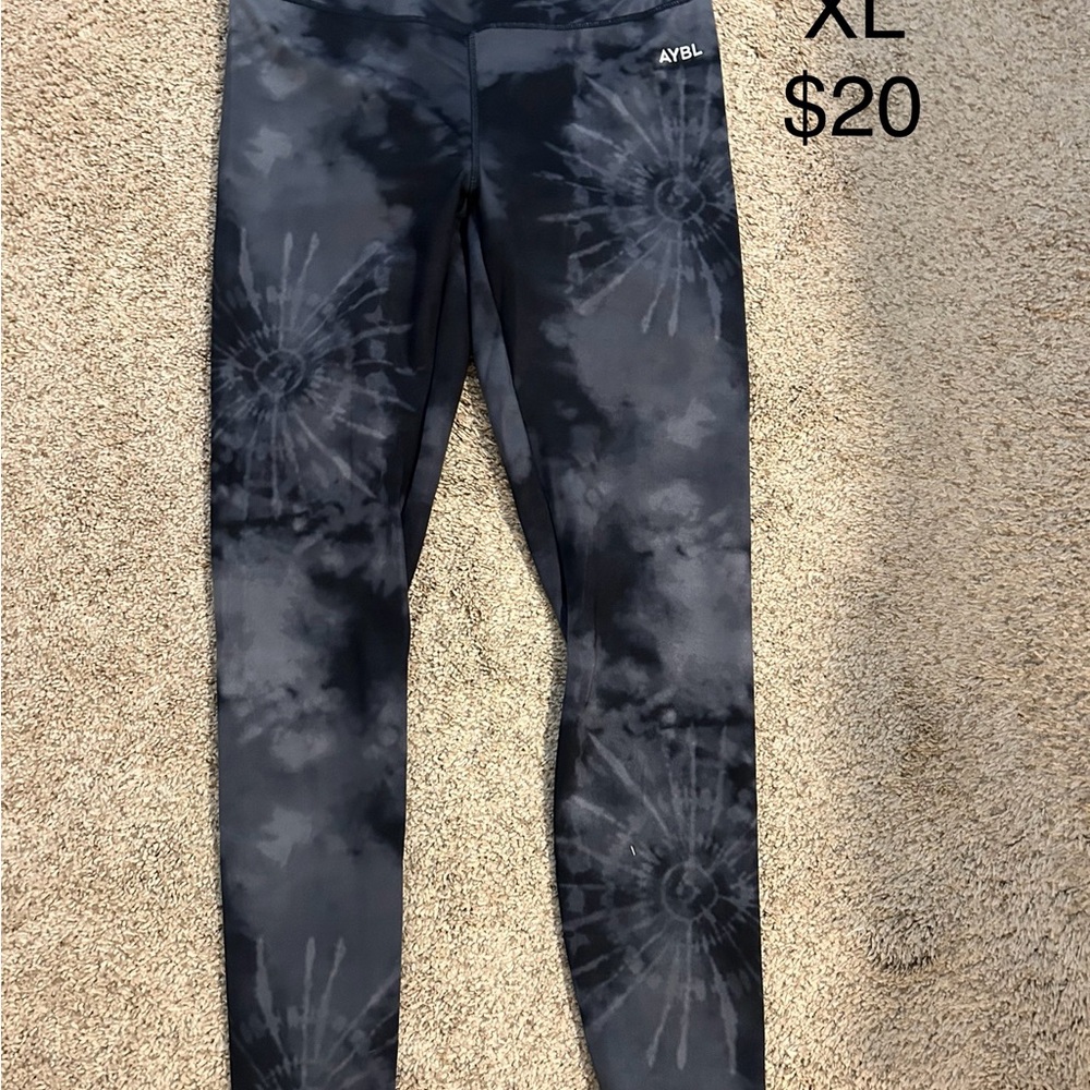 AYBL Black and Gray Leggings Dynamic Tie-Dye Design